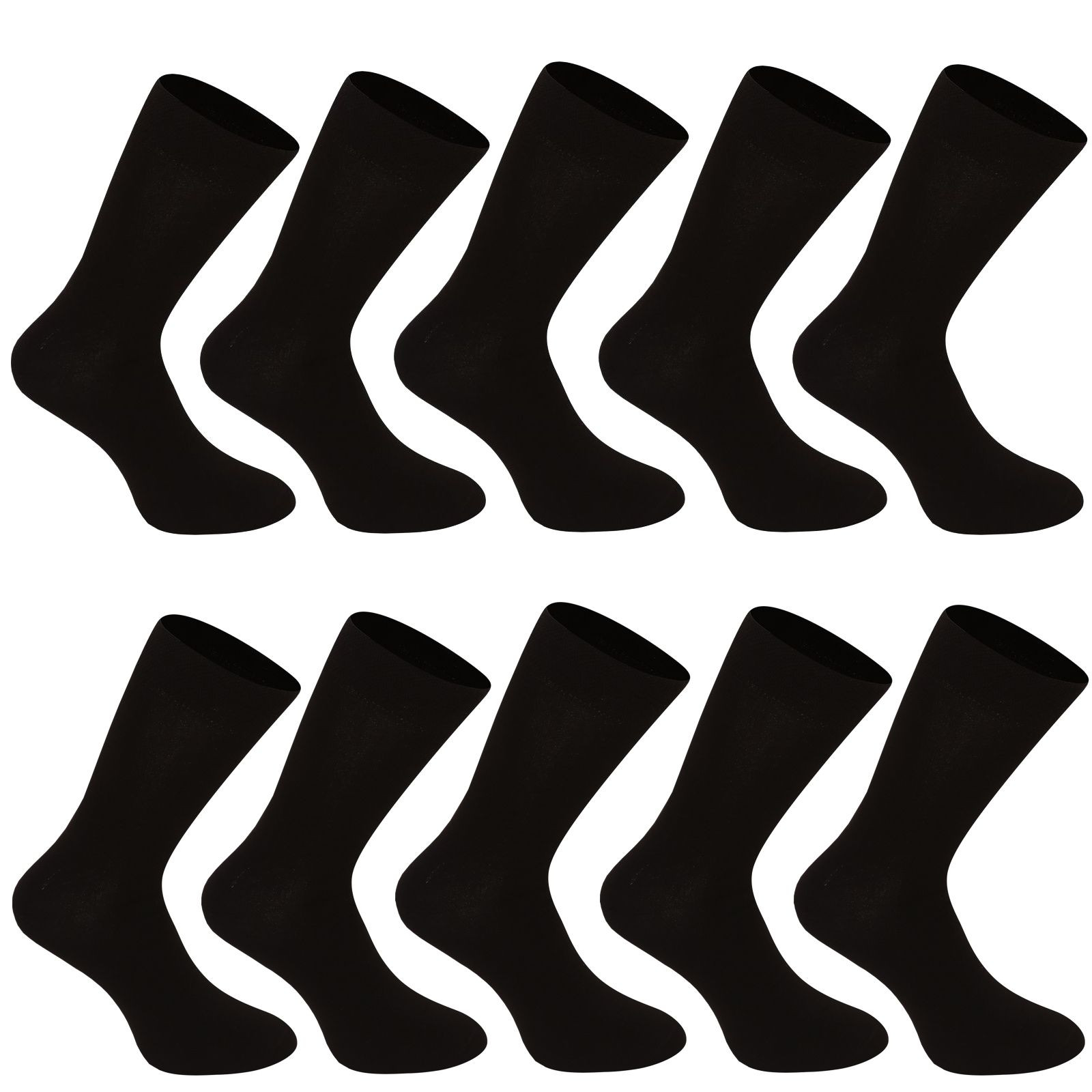 10PACK ponožky Nedeto vysoké bambusové černé (10NDTP001) L