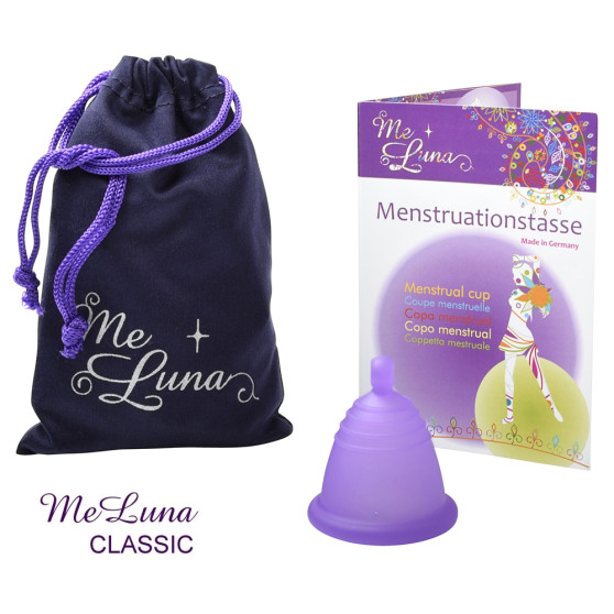 Menstruační kalíšek Me Luna Classic M Shorty s kuličkou fialová (MELU090)