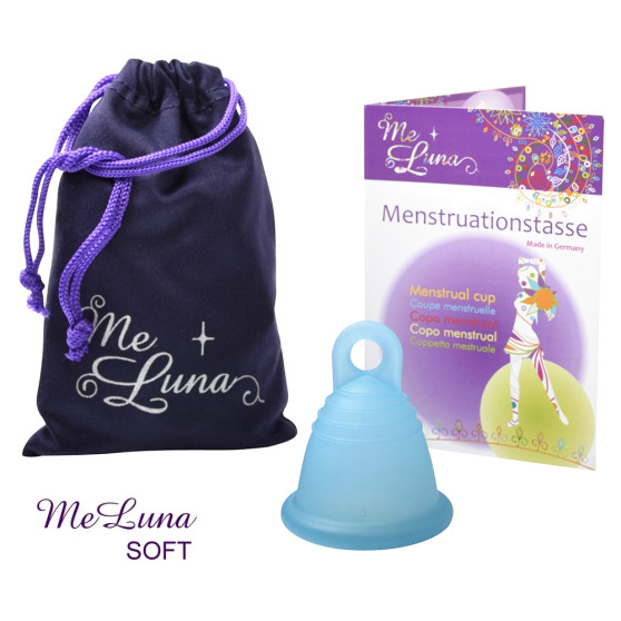 Menstruační kalíšek Me Luna Soft XL Shorty s očkem tyrkysová (MELU100)