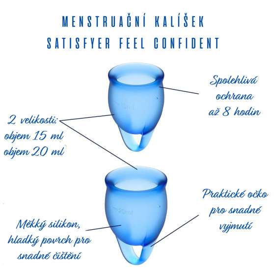 2PACK Menstruační kalíšky Satisfyer Feel Confident Blue (SATIS03)