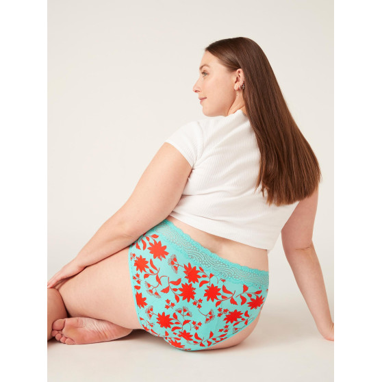 Menstruační kalhotky Modibodi Sensual Hi-Waist Bikini Maxi Wildflower Aqua - VYBALENÉ (MODI4042WAVYB)